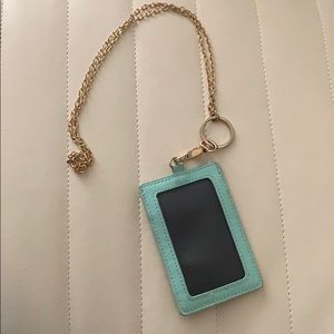 Teal landyard w/ gold chain